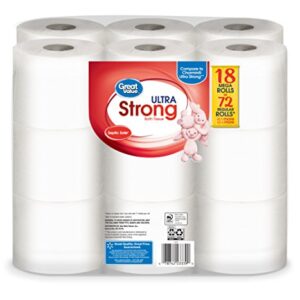 Great Value Ultra Strong Toilet Tissue Paper, 18 Mega Rolls