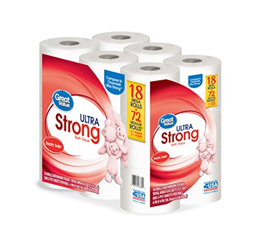 Great Value Ultra Strong Toilet Tissue Paper, 18 Mega Rolls