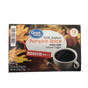 great value 100% arabica pumpkin spice coffee pods, medium roast, 12 count holiday