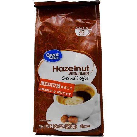 Great Value Hazelnut Medium Roast Ground Coffee, 12 oz (pack of 2)