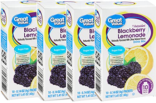 Great Value Sugar free Low calorie Blackberry Lemonade Drink Mix 10 packets (4 of 10 packets)