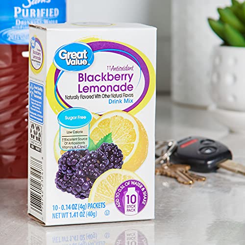 Great Value Sugar free Low calorie Blackberry Lemonade Drink Mix 10 packets (4 of 10 packets)