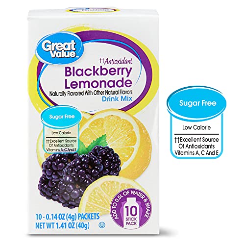 Great Value Sugar free Low calorie Blackberry Lemonade Drink Mix 10 packets (4 of 10 packets)