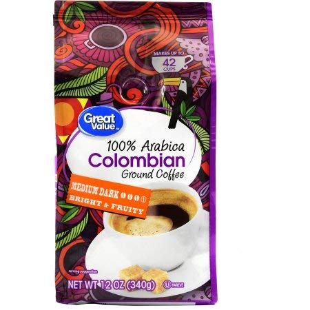 Great Value 100% Arabica Colombian Medium Dark Ground Coffee - 12 oz.
