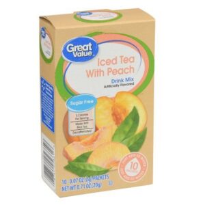 great value sugar free, low calorie decaffeinated iced tea with peach drink mix (pack of 4)