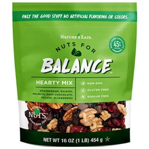 nature’s eats nuts for balance hearty trail mix, chocolate, 16 ounce