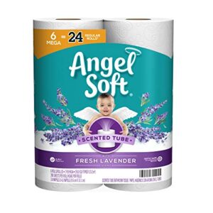 angel soft® toilet paper with fresh lavender scented tube, 6 mega rolls = 24 regular rolls, 2-ply bath tissue