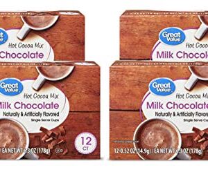 Great Value Cappuccino Coffee and Hot Drink Single Serve Pods, 12 Count (Hot Cocoa, Pack of 4)