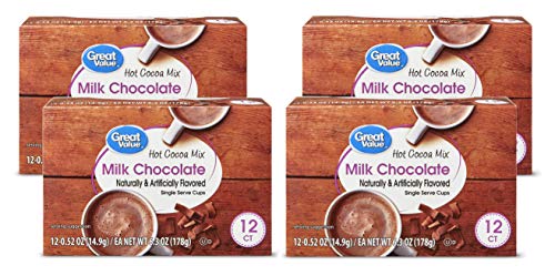 Great Value Cappuccino Coffee and Hot Drink Single Serve Pods, 12 Count (Hot Cocoa, Pack of 4)