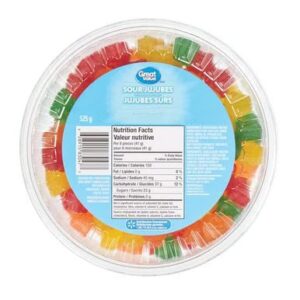 Great Value, Tub of Sour Jujubes Candy, 525g/1.2lbs., {Imported from Canada}