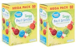 great value tangy fruit smiles, 45 oz, 50 pouches (pack of 2)