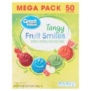 Great Value Tangy Fruit Smiles, 45 Oz, 50 Pouches (Pack of 2)