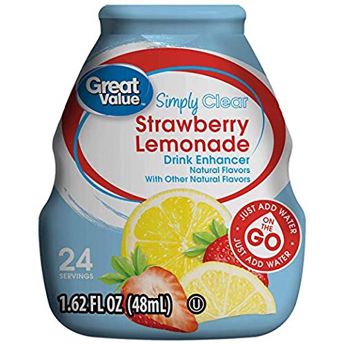 Great Value SIMPLY CLEAR drink flavor enhancer. No artificial colors. Kosher. Gluten Free 6 bottles Grape (2) + Strawberry Lemonade (2) + Strawberry Watermelon (2) (CLEAR - Flavor Enhancer 6 bottles)