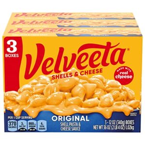 velveeta original shells and cheese (12 oz box, pack of 3)