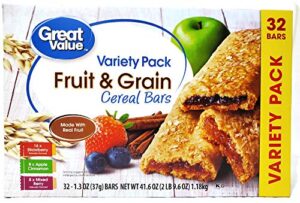 great value fruit & grain bars, variety pack, 41.6 oz, 32 count (pack of 1)