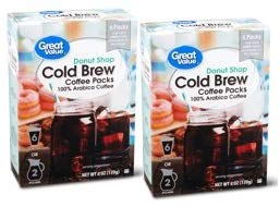 great value cold brew coffee packs, donut shop, 6 oz, 6 count (pack of 2)