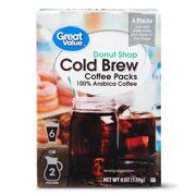 Great Value Cold Brew Coffee Packs, Donut Shop, 6 oz, 6 Count (Pack of 2)