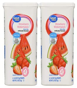 great value strawberry watermelon drink mix, 6 count, 2.5 oz (pack of 2) (2 pack), set of 4