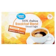 Great Value 100% Arabica Breakfast Blend Coffee Pods, Medium Roast, 96 Count- 0.33 oz each (Pack of 3)