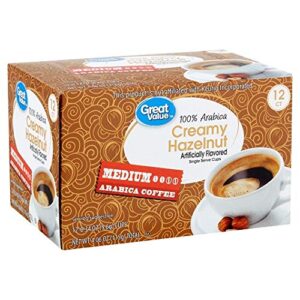 great value 100% arabica creamy hazelnut coffee pods, medium roast, 12 count- 0.34 oz each (pack of 2)