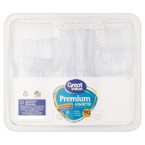 great value premium assorted clear cutlery, 192 count