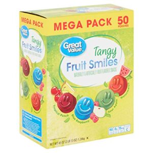 great value tangy fruit smiles, 45 oz – 50 pouches (pack of 4)