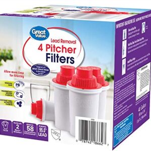 Great Value Gr Val Superior Pitcher Cartridge 4-pk Fits Brita, PUR, Culligan, GE and DuPont pitchers