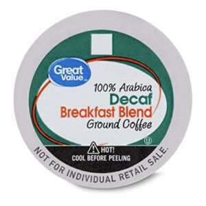 Great Value Decaf Breakfast Blend Ground Coffee Single Serve Cups, Medium Roast, 15.1 oz, 48 Count