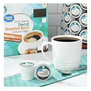 Great Value Decaf Breakfast Blend Ground Coffee Single Serve Cups, Medium Roast, 15.1 oz, 48 Count