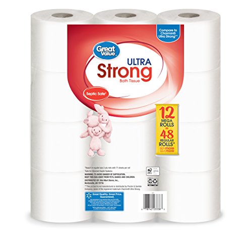 Great Value Ultra Strong Toilet Tissue Paper, 12 Mega Rolls