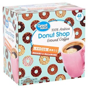 great value donut shop 100% arabica ground coffee medium 48 count