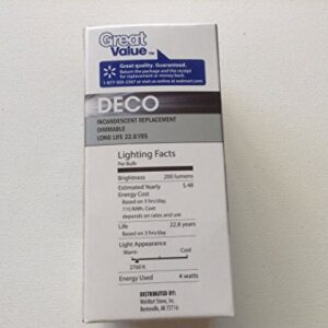Great Value LED Deco Light Bulb, Soft White