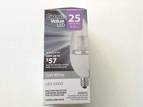 Great Value LED Deco Light Bulb, Soft White