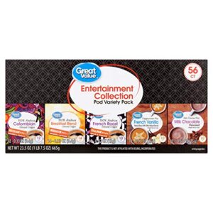 Great Value Entertainment Collection Coffee and Hot Chocolate Pod Variety Pack, 56 count, 23.5 oz