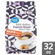 Great Value 100% Arabica French Roast Dark Ground Coffee, 32 oz, Makes up to 113 cups (Pack of 2)