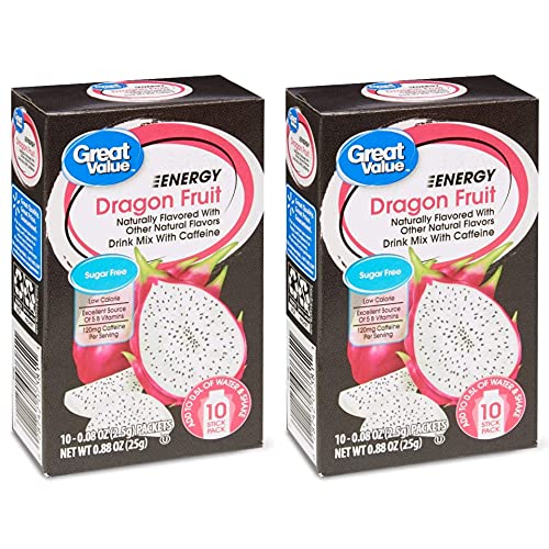 Great Value Energy Drink Mix, Dragon Fruit, Sugar-Free, 0.88 oz (Pack of 2) - SET OF 3