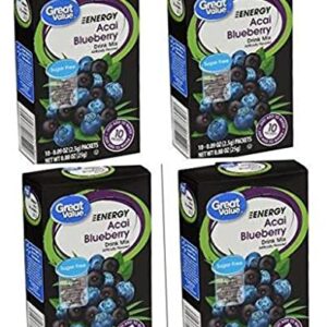 Energy Acai Blueberry Sugar-Free Drink Mix: 4 box count (40 packets) .3 pack