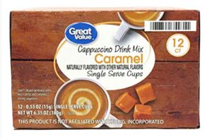 great value cappuccino coffee and hot drink single serve pods, 12 count (caramel cappuccino, pack of 1)