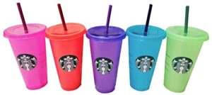 starbucks summer 2022 color change venti cold cups with straws (24oz, pack of 5)