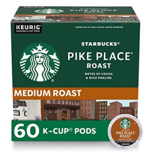 starbucks k-cup coffee pods—medium roast coffee—pike place roast for keurig brewers—100% arabica—6 boxes (60 pods total)