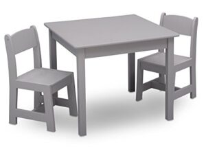 delta children mysize kids wood table and chair set (2 chairs included) – ideal for arts & crafts, snack time & more – greenguard gold certified, grey, 3 piece set