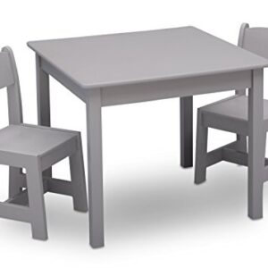 Delta Children MySize Kids Wood Table and Chair Set (2 Chairs Included) - Ideal for Arts & Crafts, Snack Time & More - Greenguard Gold Certified, Grey, 3 Piece Set