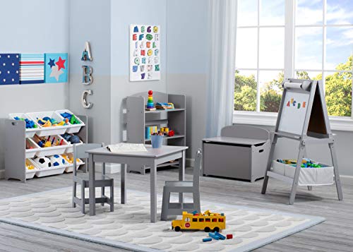 Delta Children MySize Kids Wood Table and Chair Set (2 Chairs Included) - Ideal for Arts & Crafts, Snack Time & More - Greenguard Gold Certified, Grey, 3 Piece Set