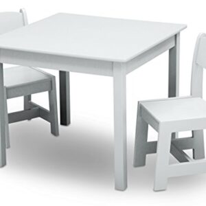 Delta Children MySize Kids Wood Table and Chair Set (2 Chairs Included) - Ideal for Arts & Crafts, Snack Time, & More - Greenguard Gold Certified, Bianca White, 3 Piece Set