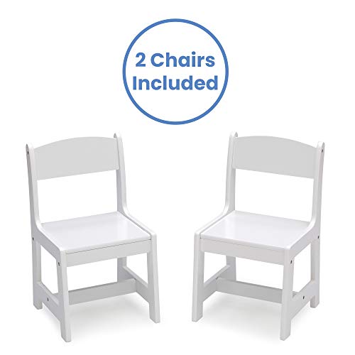 Delta Children MySize Kids Wood Table and Chair Set (2 Chairs Included) - Ideal for Arts & Crafts, Snack Time, & More - Greenguard Gold Certified, Bianca White, 3 Piece Set