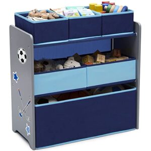 delta children design and store 6 bin toy organizer, grey/blue