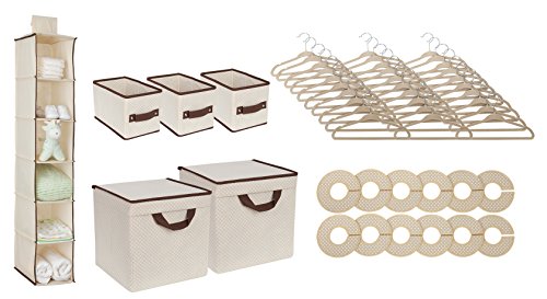 Delta Children Nursery Storage 48 Piece Set - Easy Storage/Organization Solution - Keeps Bedroom, Nursery & Closet Clean, Beige