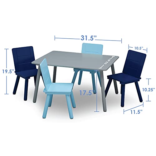 Delta Children Kids Table and Chair Set (4 Chairs Included) - Ideal for Arts & Crafts, Snack Time, Homeschooling, Homework & More - Greenguard Gold Certified, Grey/Blue