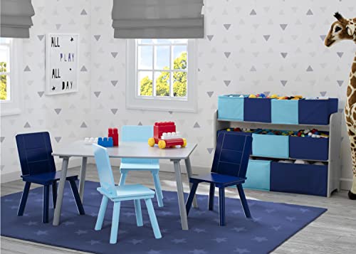 Delta Children Kids Table and Chair Set (4 Chairs Included) - Ideal for Arts & Crafts, Snack Time, Homeschooling, Homework & More - Greenguard Gold Certified, Grey/Blue