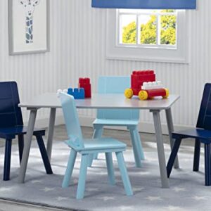 Delta Children Kids Table and Chair Set (4 Chairs Included) - Ideal for Arts & Crafts, Snack Time, Homeschooling, Homework & More - Greenguard Gold Certified, Grey/Blue